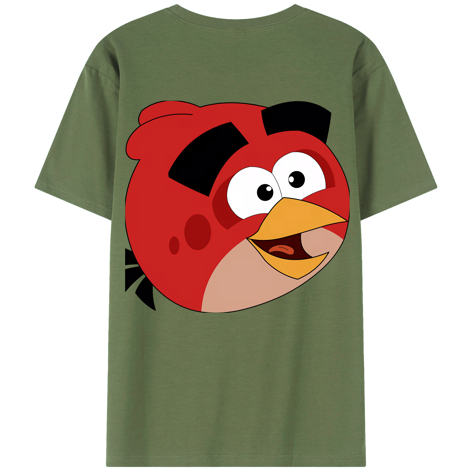 （画像用） Angry Birds アングリーバード 綿100％ メンズ半袖Tシャツ（バックプリント） 通気性